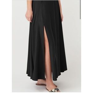 Tencel split front black maxi skirt - new with tags xs